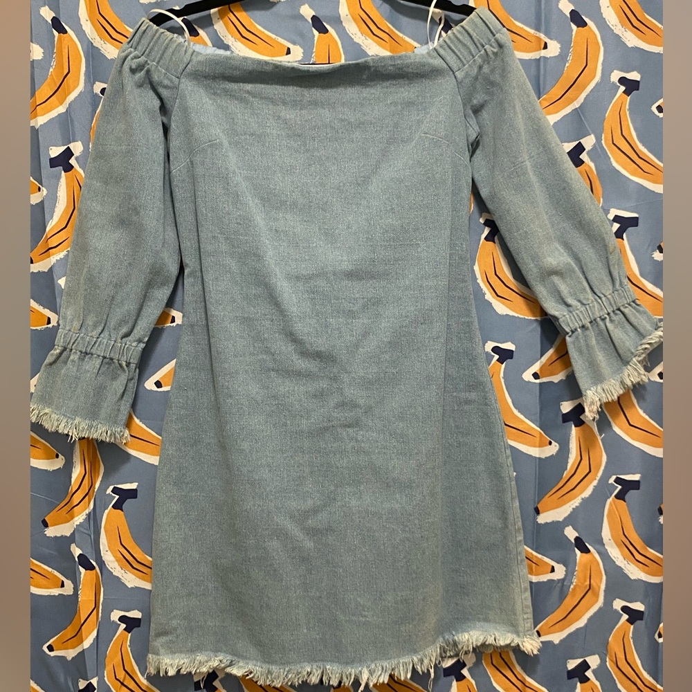 Endless Rose - Light Blue Denim Dress W/ Frayed Hem